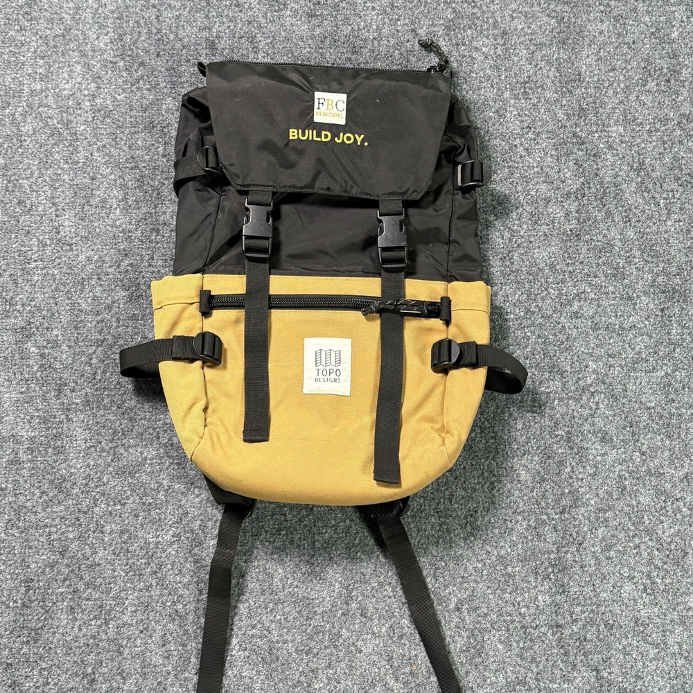 Topo Designs Rover Pack Classic Backpack Black Tan Outdoor Hiking Laptop Bag